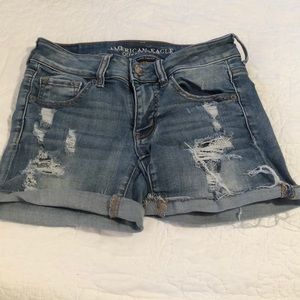 Ripped jean shorts